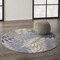 Homeroots 4 ft. Round Gray & Blue Leaves Indoor & Outdoor Area Rug 384870 - alternate 9